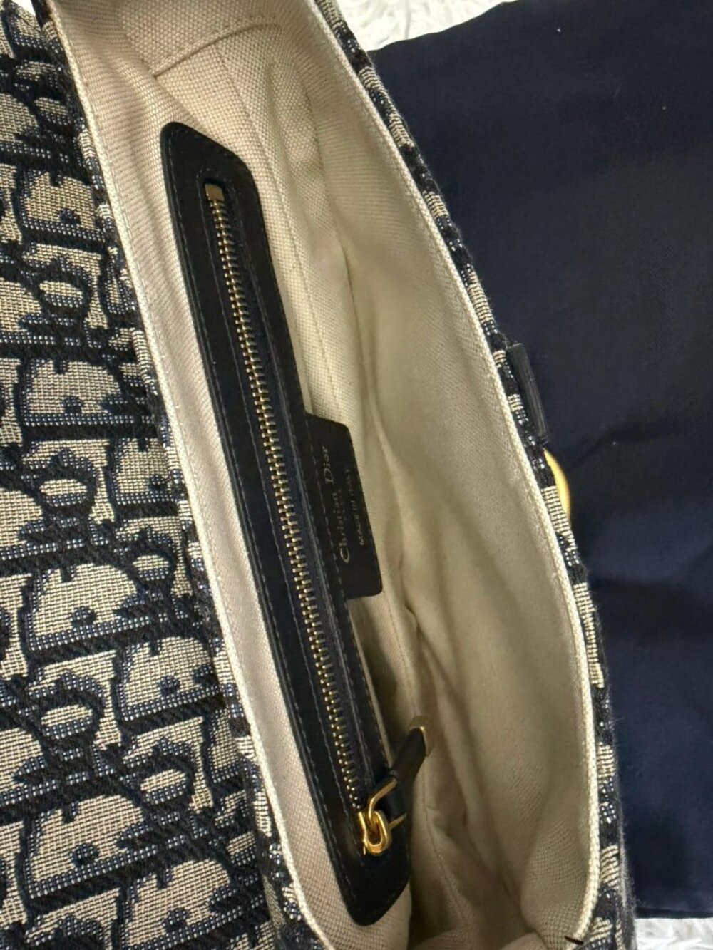 CHRISTIAN DIOR Oblique Saddle Bag With Strap in Blue - Picture 4 of 16